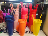 24 Oz Plastic Cup with Lid and Straw