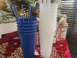 24 Oz Plastic Cup with Lid and Straw